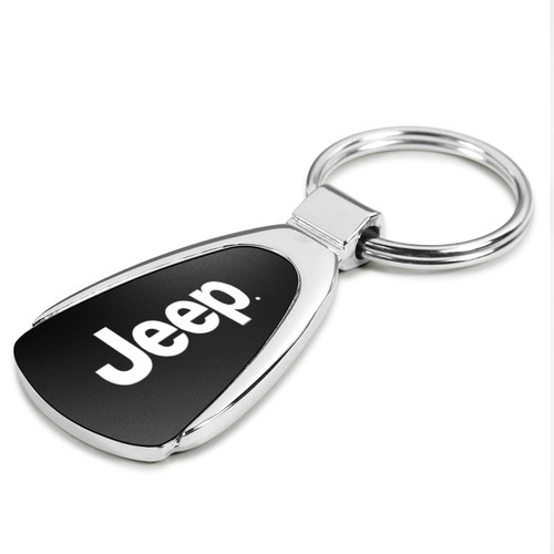 Jeep Vertical Logo Black Tear Drop Key Chain