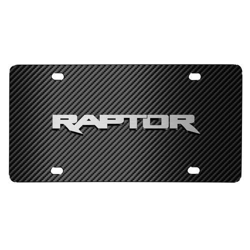 Ford F-150 Raptor 3D Logo Black Carbon Fiber Patten Steel License Plate