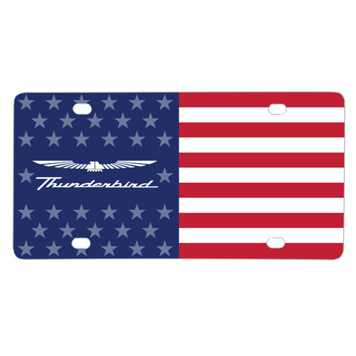 Ford Thunderbird Logo USA Flag Graphic Special Aluminum Metal License Plate