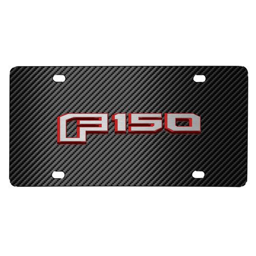Ford F-150 in Red 2015 up 3D Logo Black Carbon Fiber Pattern Steel License Plate