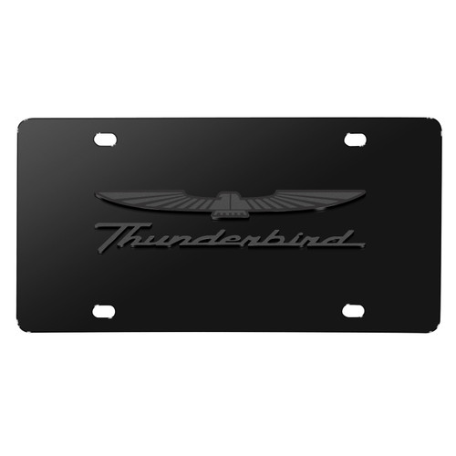 Ford Thunderbird 3D Dark Gray Logo on Black Stainless Steel License Plate