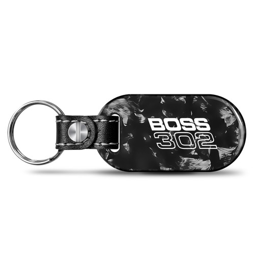 Ford Mustang Boss 302 LED Printed on Real Forged Carbon Fiber Tag Style Key Chain