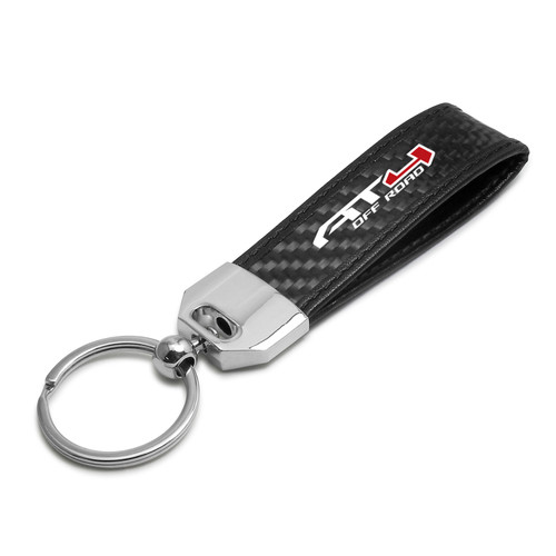 GMC AT4 Real Carbon Fiber Strap with Black Leather Stitching Edge Key Chain