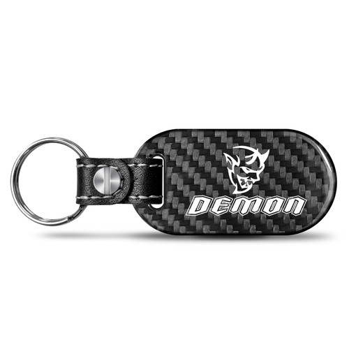 Dodge Demon Real Carbon Fiber Dog-Tag Style Key Chain