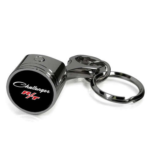 Dodge Challenger R/T Classic Black-Chrome Finish Engine Piston and Rod Metal Key Chain