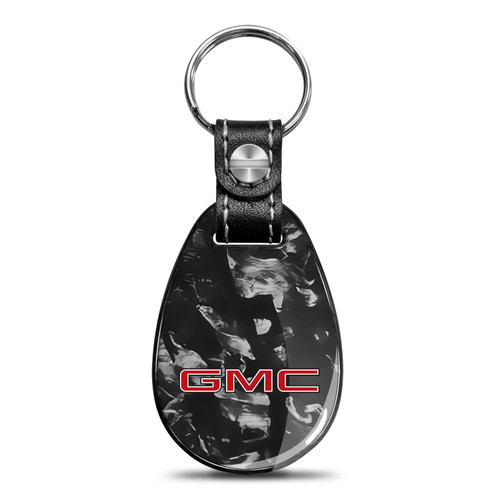 GMC Red Logo Real Forged Carbon Fiber Large Tear Drop Key Chain GMC Red Logo Real Forged Carbon Fiber Large Tear Drop Key Chain