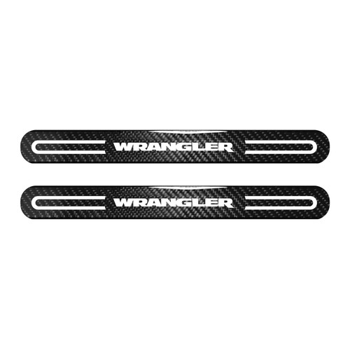 Jeep Wrangler Black Sticks Style Real Carbon Fiber 2 Pcs Universal Door-Sill-Step Protector Guard Decal