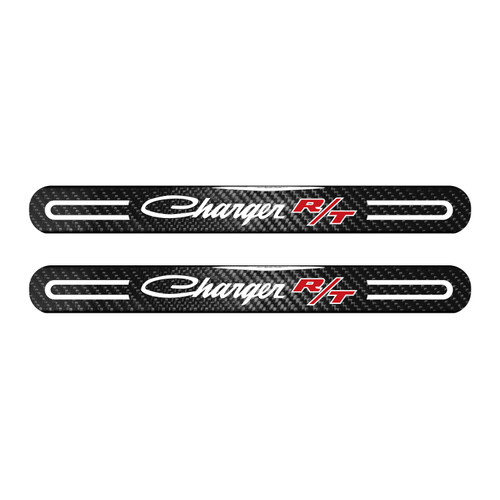 Dodge Charger R/T Classic Black Sticks Style Real Carbon Fiber 2 Pcs Universal Door-Sill-Step Protector Guard Decal