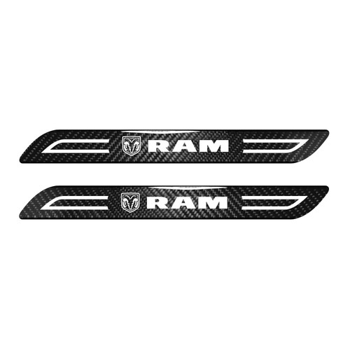 RAM Black Blade Style Real Carbon Fiber 2 Pcs Universal Door-Sill-Step Protector Guard Decal