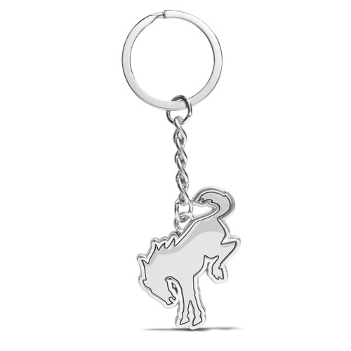 Ford Bronco Logo White Die-Cut Metal Key Chain, Key-Charm