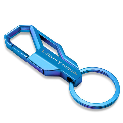 Ford F-150 Lightning Metallic Blue Carabiner-Style Snap Hook Metal Key Chain