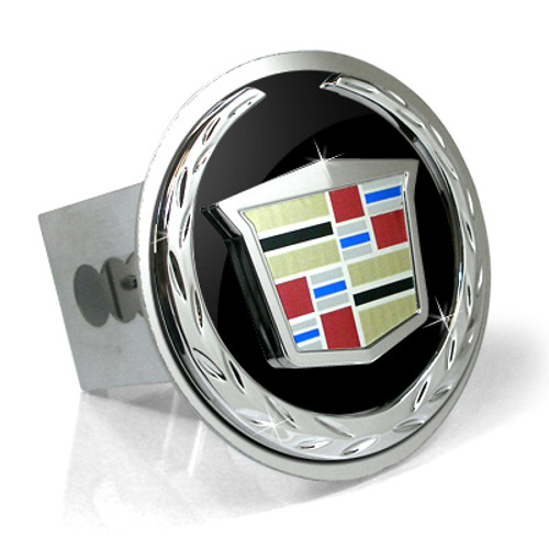 Cadillac Black Infill Logo Tow Hitch Cover Plug, Lifetime Warranty