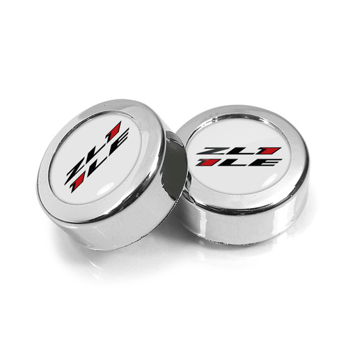 Chevrolet Camaro ZL1-1LE Logo in White on Chrome two ABS Plastic License Plate Frame Screw Cover Set