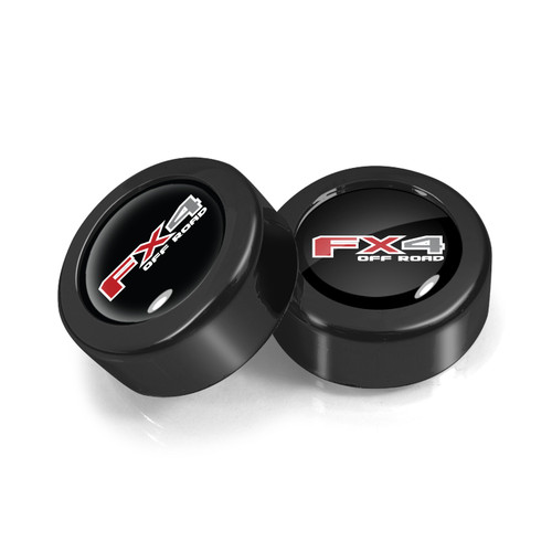 Ford F-150 FX4 Off Road in Black on Black two ABS Plastic License Plate Frame Screw Cover Set