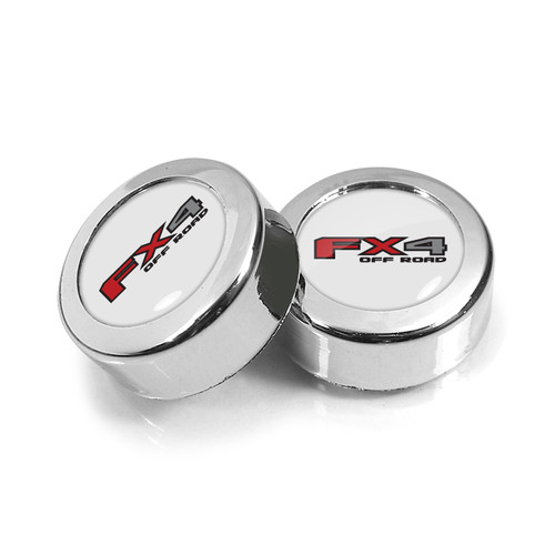 Ford F-150 FX4 Off Road in White on Chrome two ABS Plastic License Plate Frame Screw Cover Set