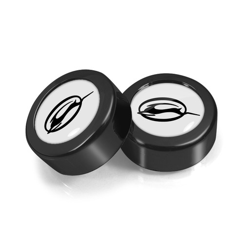 Chevrolet Impala Logo in White on Black two ABS Plastic License Plate Frame Screw Cover Set