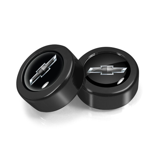 Chevrolet Black Logo Black two ABS Plastic License Plate Frame Screw Cover Set