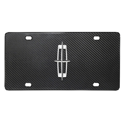Lincoln 3D Chrome Logo on Real Black Carbon Fiber License Plate