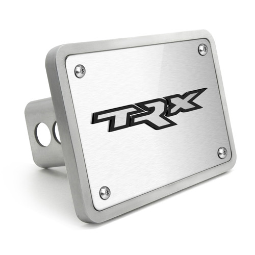 RAM 1500 TRX 3D Logo on Rectangular Brushed Silver Billet Aluminum 2 inch Tow Hitch Cover