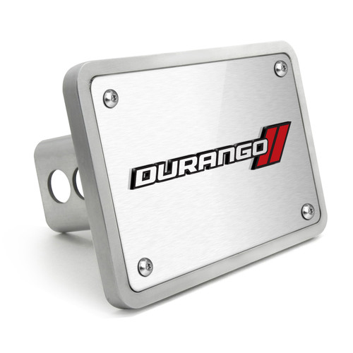 Dodge Durango 3D Logo on Rectangular Brushed Silver Billet Aluminum 2 inch Tow Hitch Cover