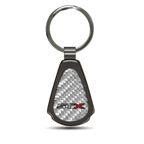 Ford F-150 STX Silver Genuine Carbon Fiber Black Metal Teardrop Key Chain