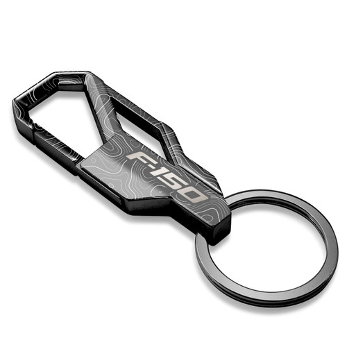 Ford F-150 Topographic Black Carabiner Style Snap Hook Metal Key Chain