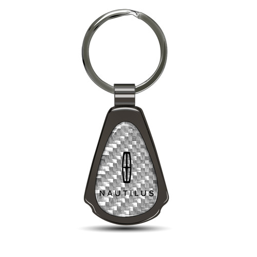 Lincoln Nautilus Silver Genuine Carbon Fiber Black Metal Teardrop Key Chain
