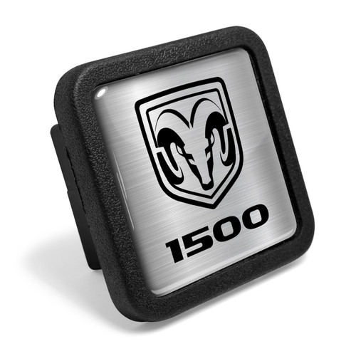 RAM 1500 in Silver on Black Rubber Heavy-Duty 2" Trailer Tow Hitch Receiver Cover for Class 3 and Class 4