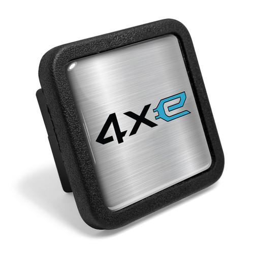Jeep 4Xe Logo in Silver on Black Rubber Heavy-Duty 2" Trailer Tow Hitch Receiver Cover for Class 3 and Class 4