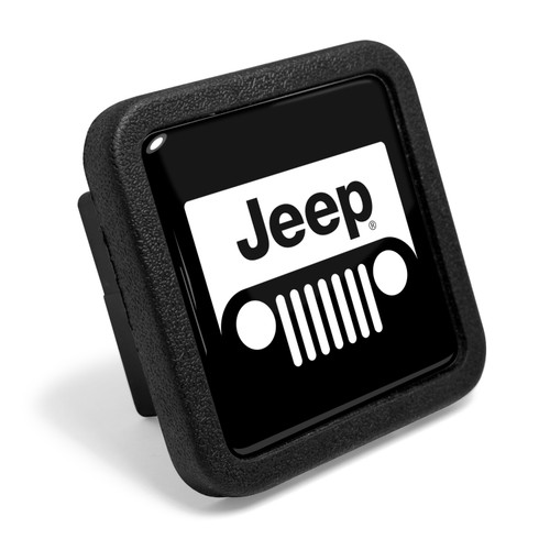 Jeep Grill Logo Black Rubber Heavy-Duty 2" Trailer Tow Hitch Receiver Cover for Class 3 and Class 4