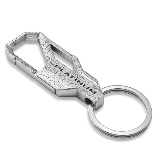 Ford F-150 Platinum Topographic Silver Carabiner Style Snap Hook Metal Key Chain