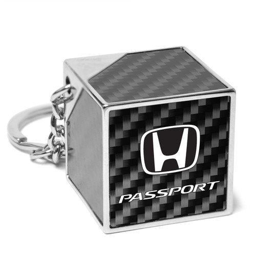 Honda Passport Black Real Carbon Fiber Custom Designed Cube Block Style Metal Key Chain