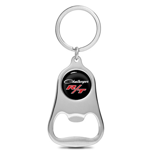Dodge Challenger R/T Classic Black Logo Chrome Finish Flat Bottle Opener Metal Key Chain