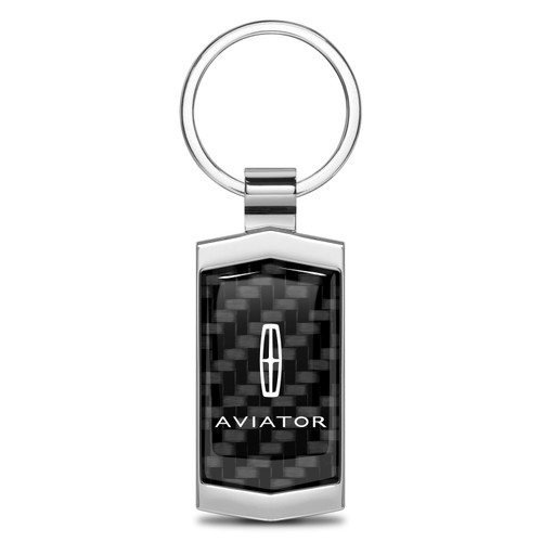 Lincoln Aviator Real 3K Carbon Fiber Chrome Metal Case Key Chain