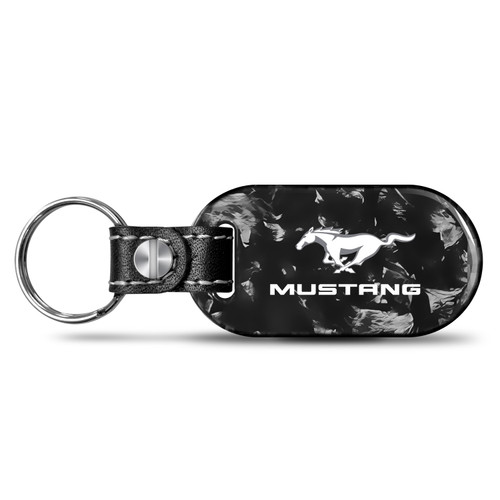 Ford Mustang LED Printed on Real Forged Carbon Fiber Tag Style Key Chain