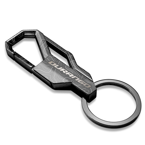 Dodge Durango Topographic Black Carabiner Style Snap Hook Metal Key Chain