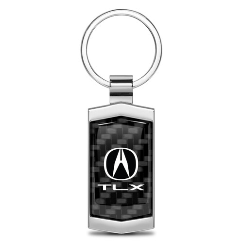 Acura TLX Real Black Carbon Fiber Chrome Metal Case Key Chain