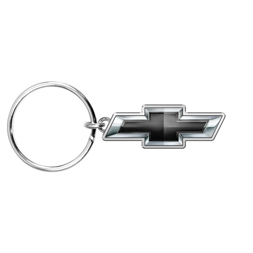 Chevrolet Black Logo Shape 3D Die-Cut Metal Key Chain Key-Charm