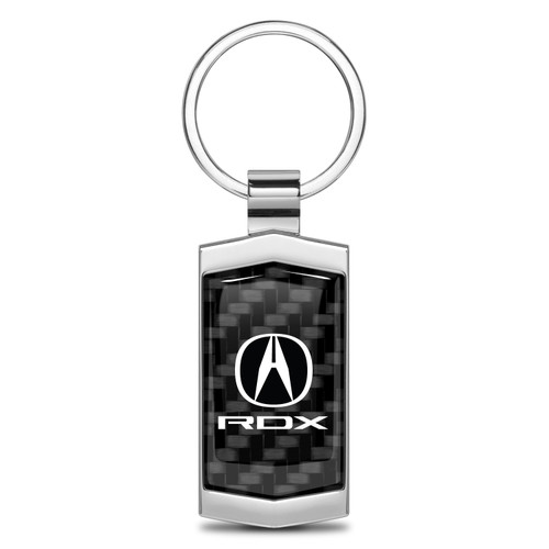 Acura RDX Real Black Carbon Fiber Chrome Metal Case Key Chain