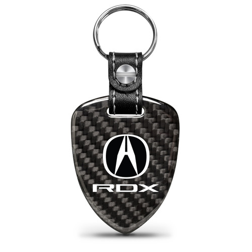 Acura RDX Real Black Carbon Fiber Large Shield-Style Key Chain