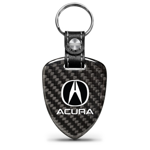 Acura Logo Real Black Carbon Fiber Large Shield-Style Key Chain