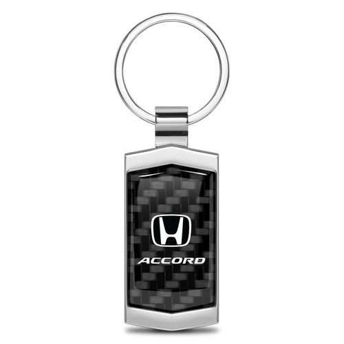 Honda Accord Real Black Carbon Fiber Chrome Metal Case Key Chain