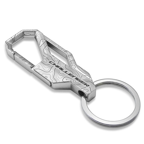 Dodge Challenger Topographic Silver Carabiner Style Snap Hook Metal Key Chain