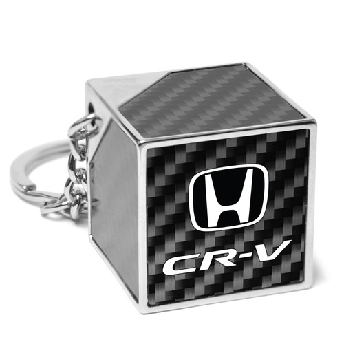 Honda CR-V Black Real Carbon Fiber Custom Designed Cube Block Style Metal Key Chain