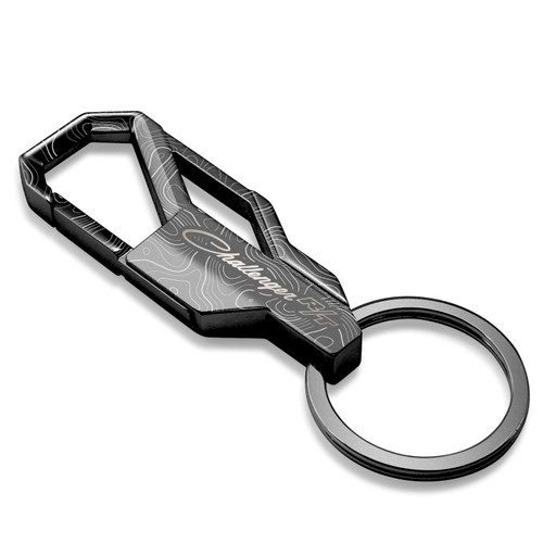 Dodge Challenger R/T Classic Topographic Black Carabiner Style Snap Hook Metal Key Chain