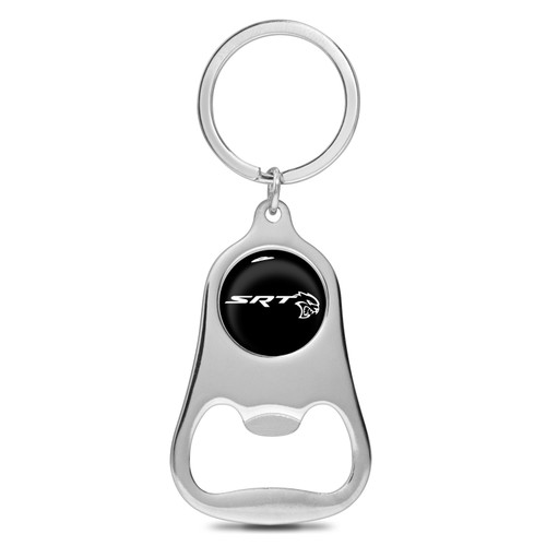Dodge SRT Hellcat Black Logo Chrome Finish Flat Bottle Opener Metal Key Chain