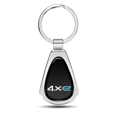 Jeep 4xe Black Dome Chrome Metal Teardrop Key Chain