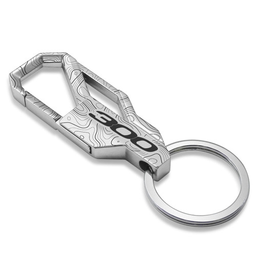 Chrysler 300 Topographic Silver Carabiner Style Snap Hook Metal Key Chain