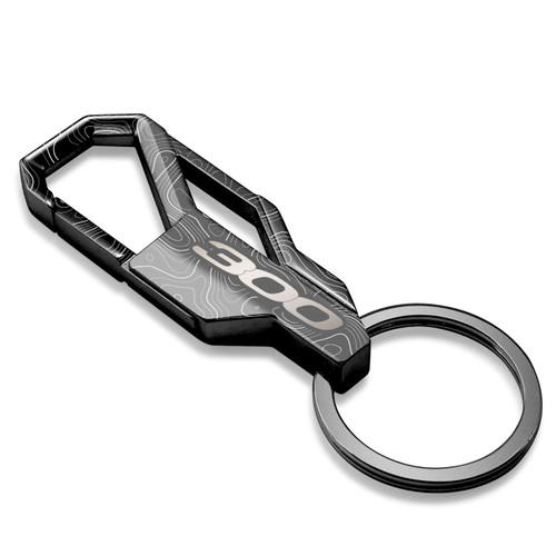 Chrysler 300 Topographic Black Carabiner Style Snap Hook Metal Key Chain