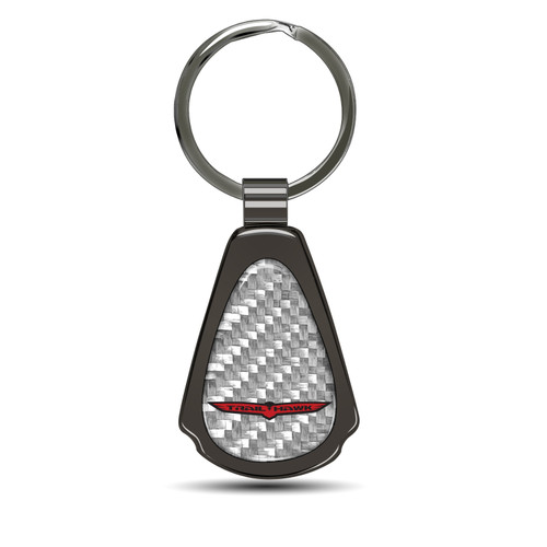 Jeep Trailhawk Silver Genuine Carbon Fiber Black Metal Teardrop Key Chain